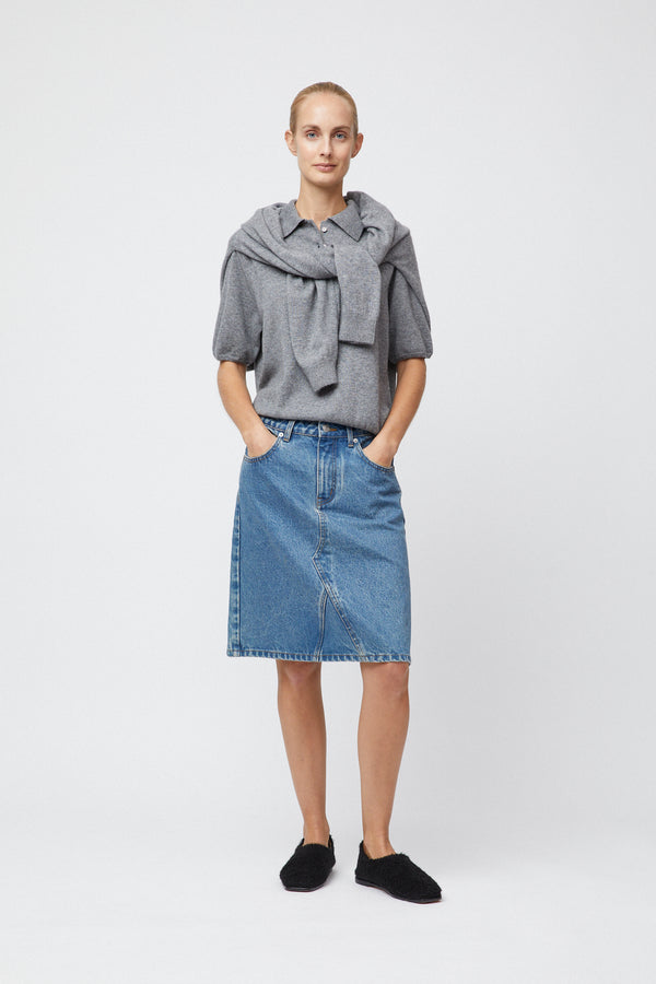 fall winter spring summer Denim A-Line Skirt Stonewashed Blue