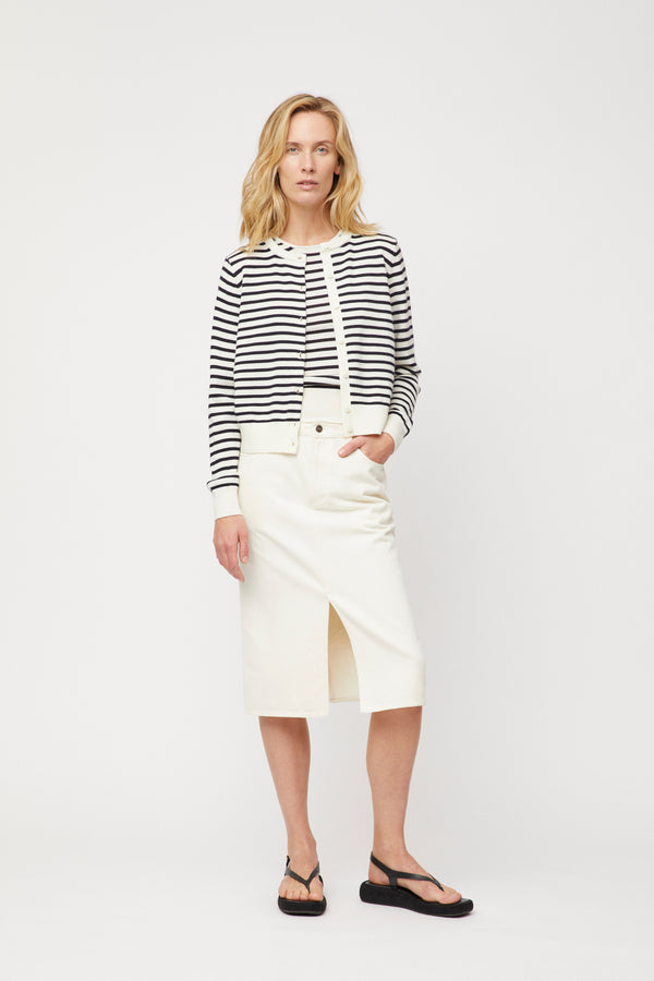 Fall Winter Spring Summer Denim Midi Skirt Jet Black