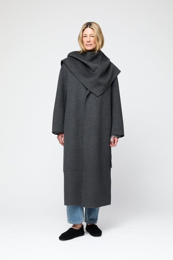fall winter spring summer Double Wrap Coat Charcoal