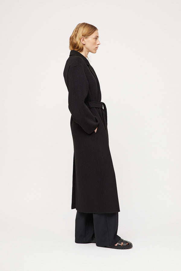Fall Winter Spring Summer Double Wrap Coat Jet Black