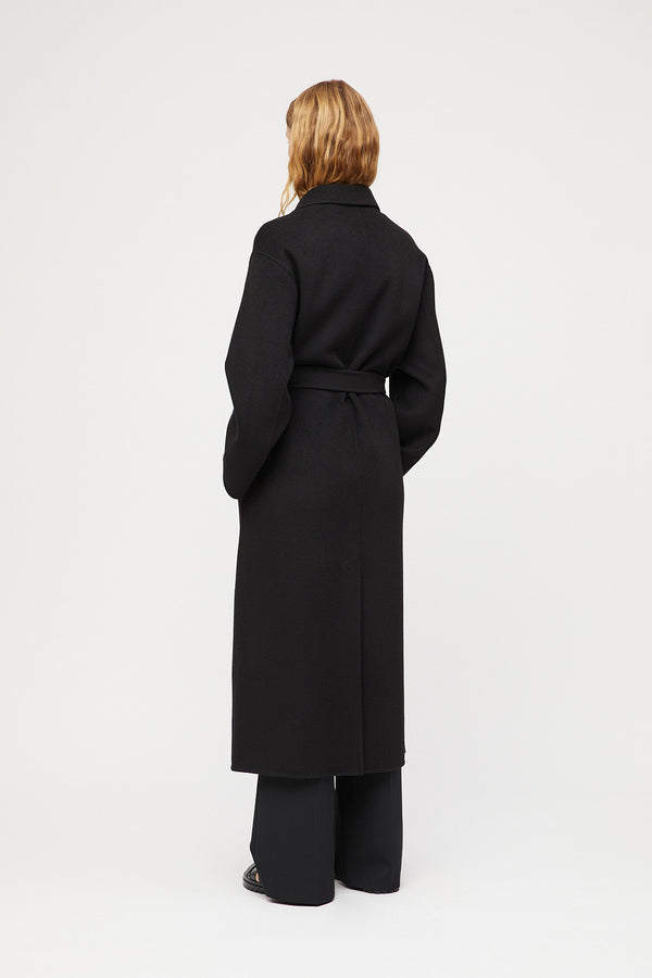 Fall Winter Spring Summer Double Wrap Coat Jet Black
