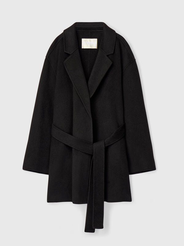 Fall Winter Spring Summer Double Wrap Jacket Jet Black