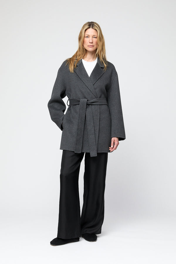 Fall Winter Spring Summer Double Wrap Jacket Jet Black