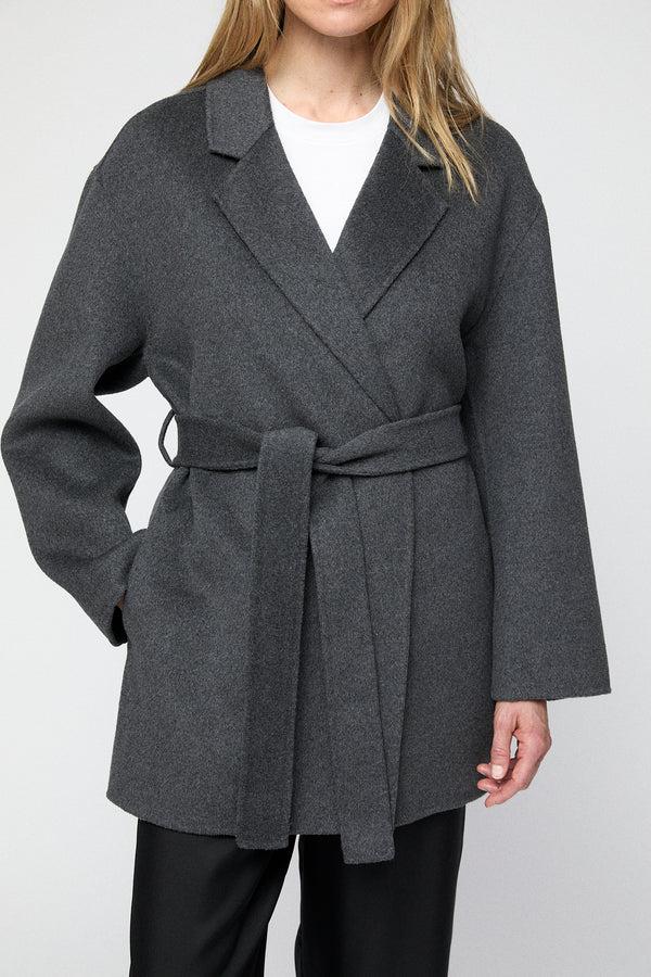 Fall Winter Spring Summer Double Wrap Jacket Jet Black