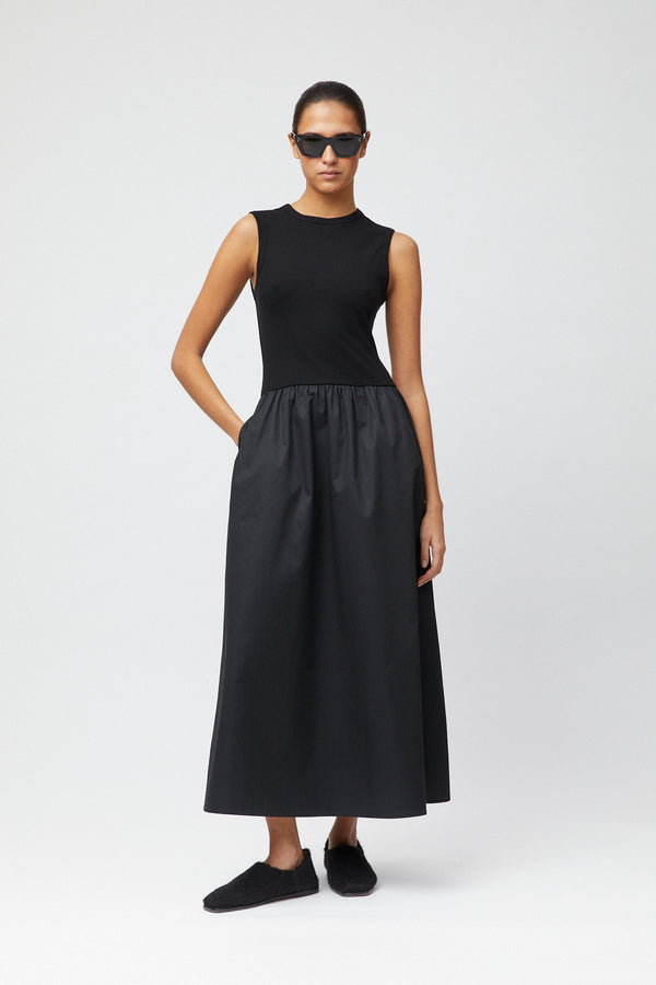 fall winter spring summer Drop Waisted Dress Jet Black