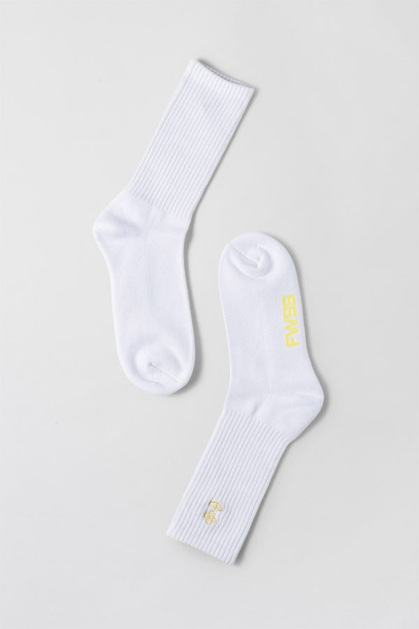 fall winter spring summer Embroidery Socks Bright White