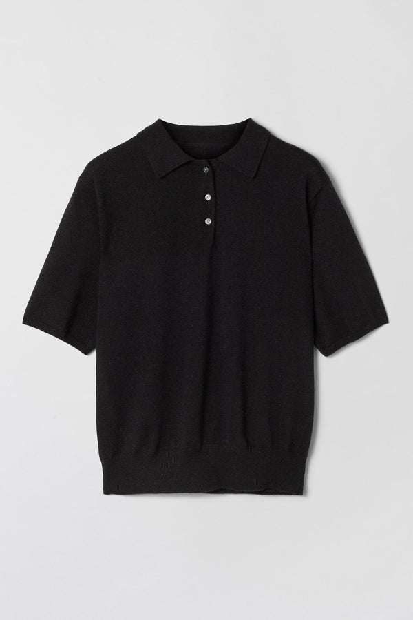Fall Winter Spring Summer Estate Cashmere Pique Tee Jet Black