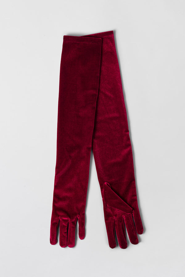 fall winter spring summer Velour Opera Gloves Red