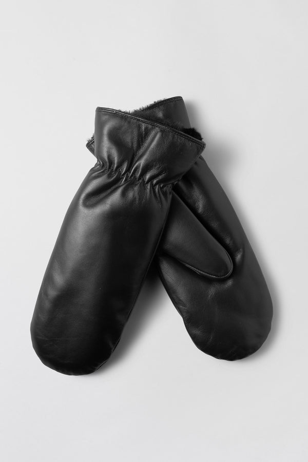 fall winter spring summer Francoise Leather Mittens Jet Black
