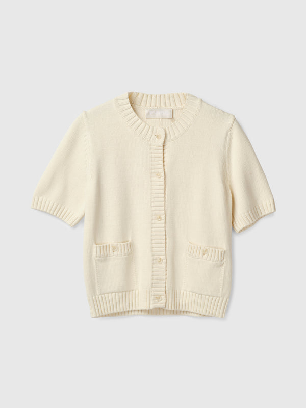 Fall Winter Spring Summer Heavy Cotton Cardigan Tee Cream
