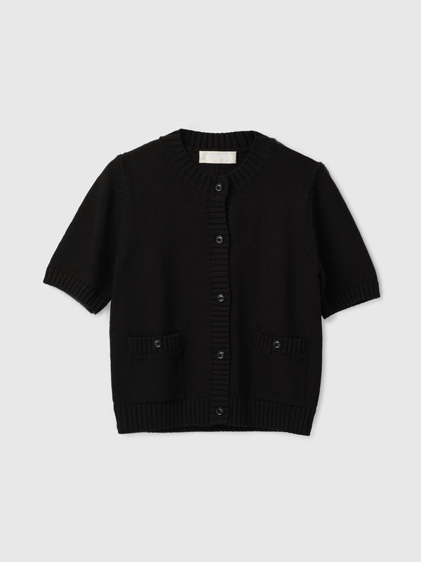fall winter spring summer Heavy Cotton Cardigan Tee Jet Black