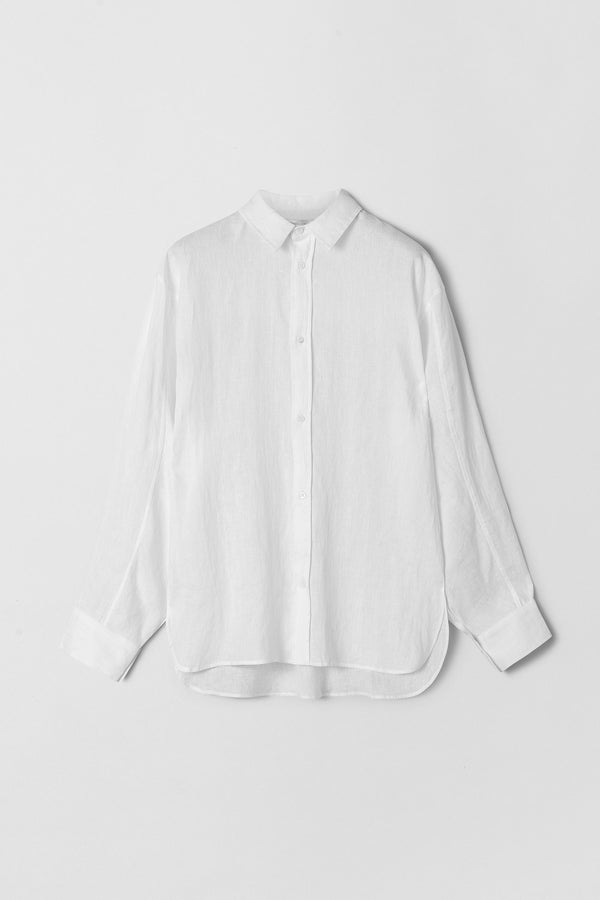 Fall Winter Spring Summer Linen Coastal Shirt Jet Stream White