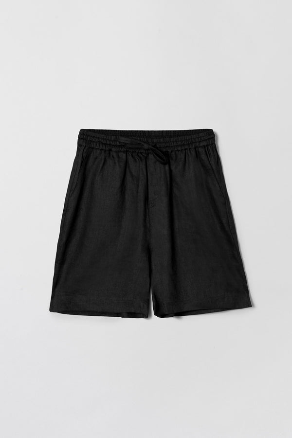 Fall Winter Spring Summer Linen Fisherman Shorts Jet Black