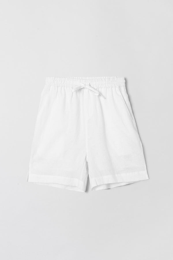 fall winter spring summer Linen Fisherman Shorts Jet Stream White