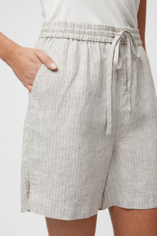 Fall Winter Spring Summer Linen Fisherman Shorts Natural Cream Stripe