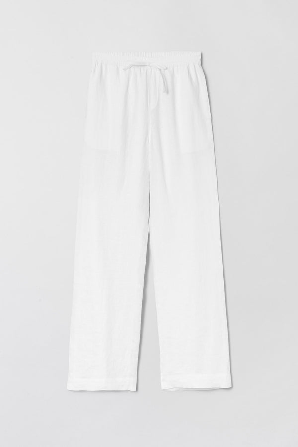 fall winter spring summer Linen Fisherman Trousers Jet Stream White