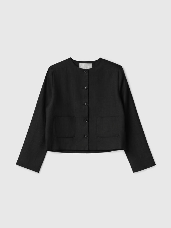Fall Winter Spring Summer Linen Monaco Jacket Jet Black