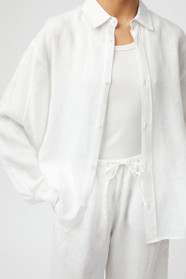 Fall Winter Spring Summer Linen Siena Trousers Jet Stream White