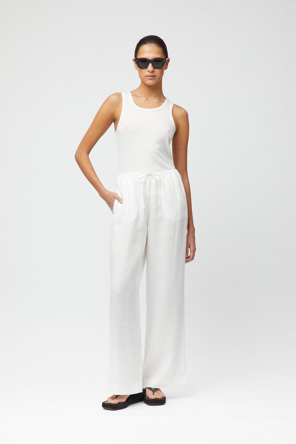 fall winter spring summer Linen Siena Trousers Jet Stream White