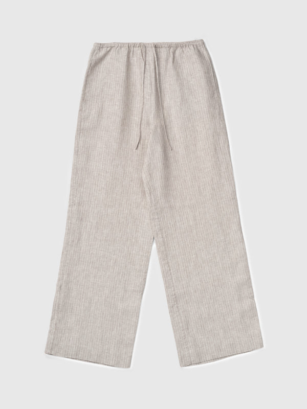 Fall Winter Spring Summer Linen Siena Trousers Natural Cream Stripe