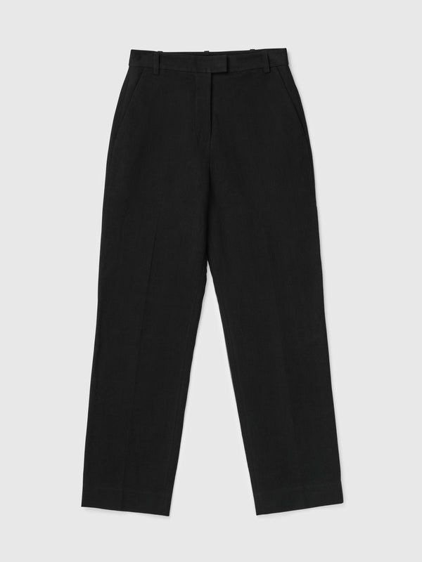 Fall Winter Spring Summer Linen Tailored Trousers Jet Black