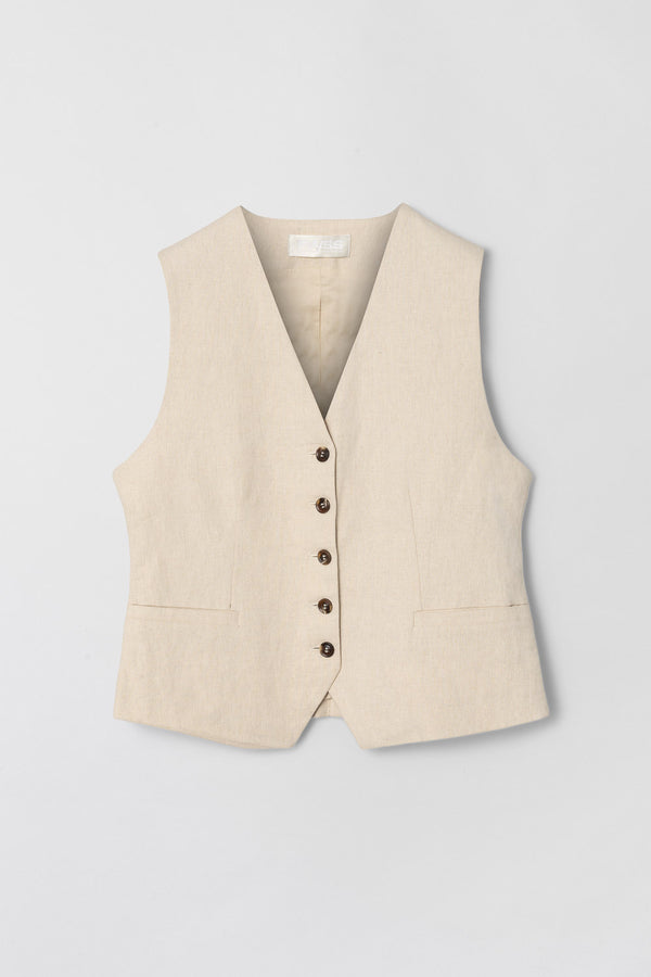 Fall Winter Spring Summer Linen Waistcoat Natural Linen