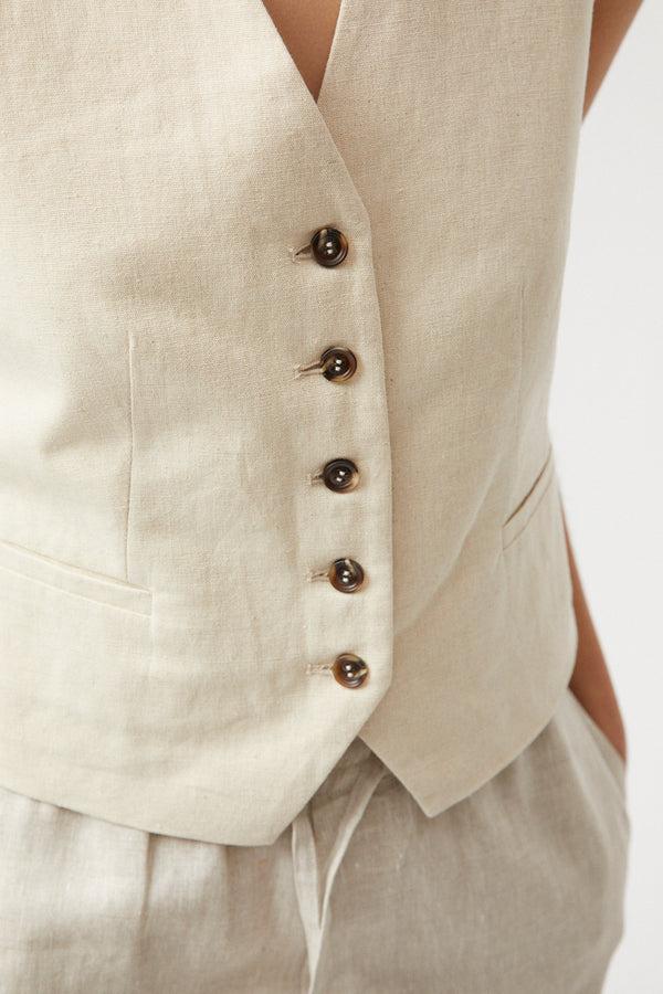 Fall Winter Spring Summer Linen Waistcoat Natural Linen