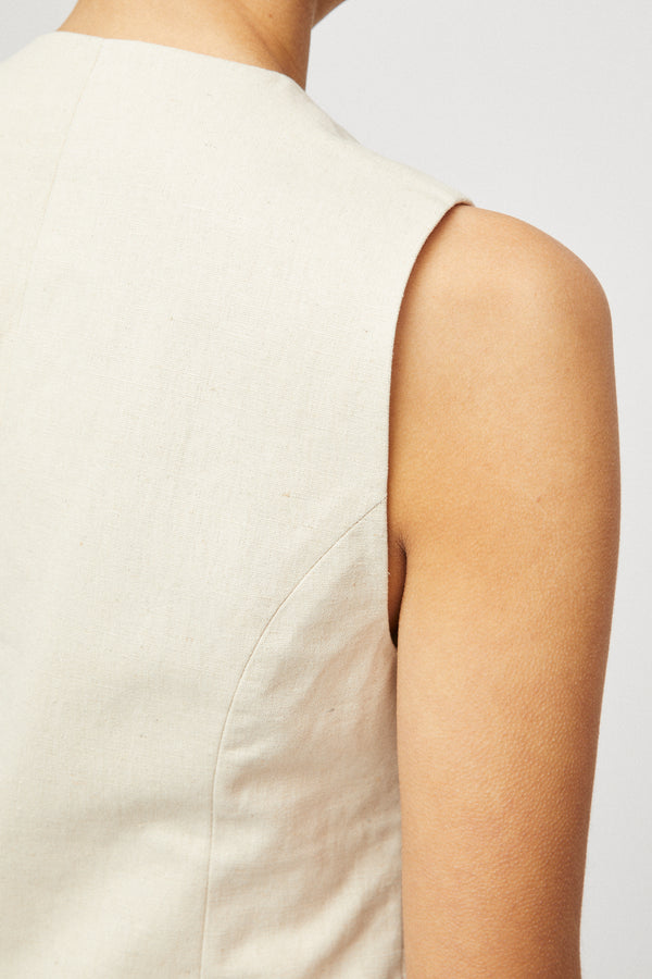 Fall Winter Spring Summer Linen Waistcoat Natural Linen