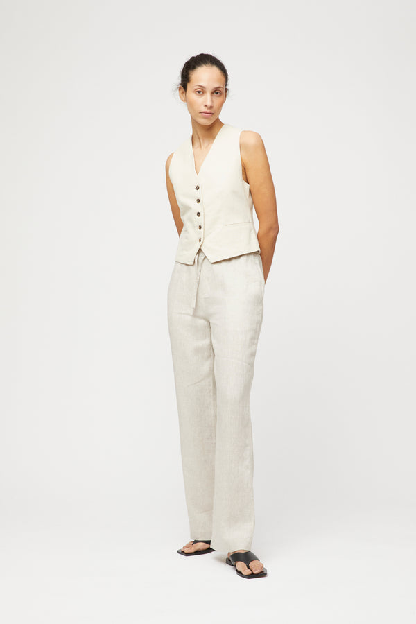 fall winter spring summer Linen Waistcoat Natural Linen