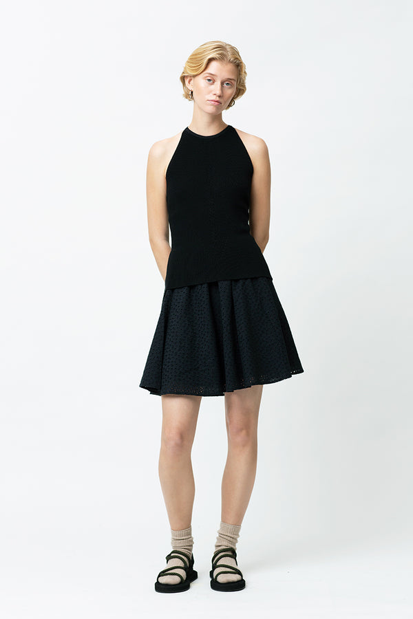 fall winter spring summer Luna Broderie Anglaise Skirt Anthracite Black