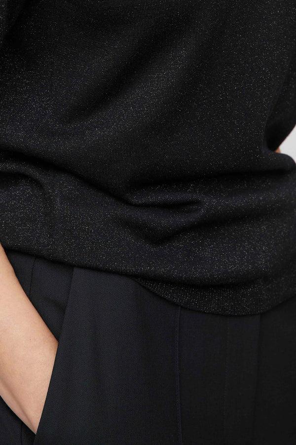 Fall Winter Spring Summer Metallic Wool Tee Jet Black