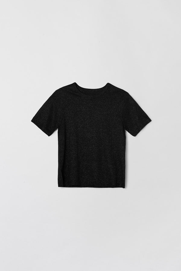 fall winter spring summer Metallic Wool Tee Jet Black