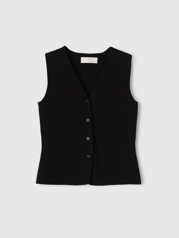 Fall Winter Spring Summer Milano Knit Vest Jet Black