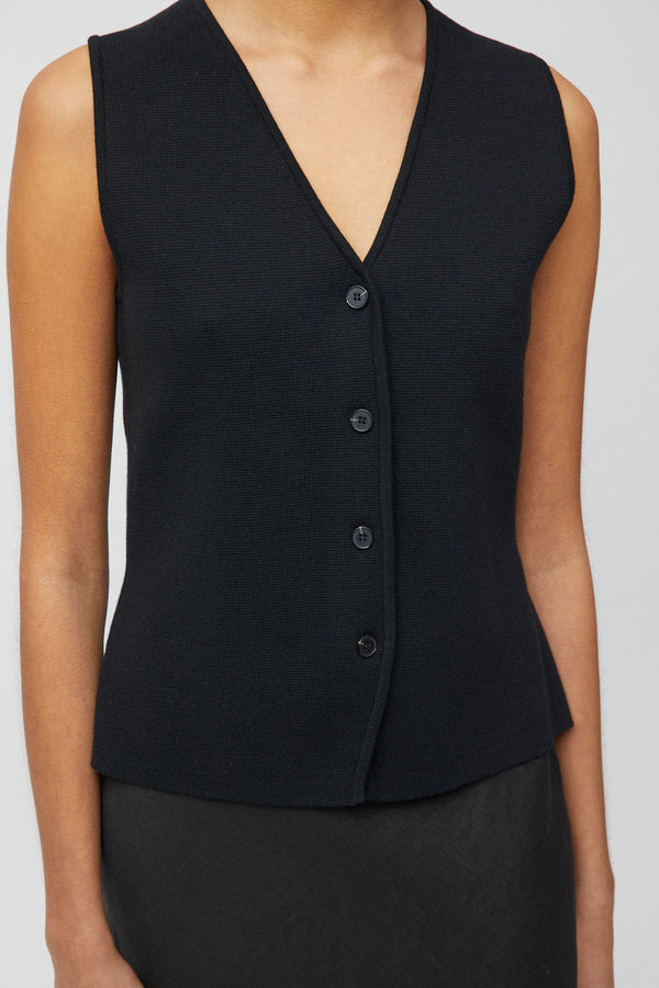Fall Winter Spring Summer Milano Knit Vest Jet Black