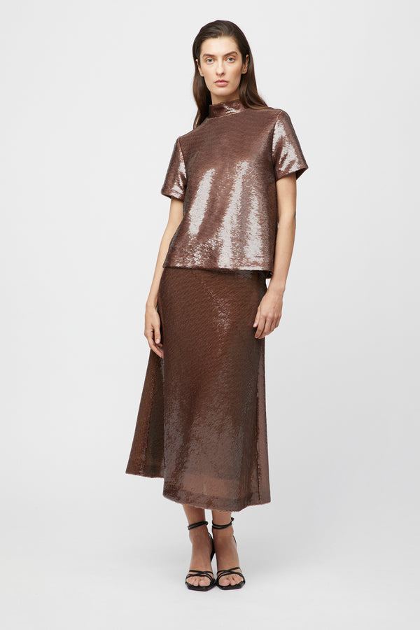 Fall Winter Spring Summer Mineral Sequin Top Jet Black