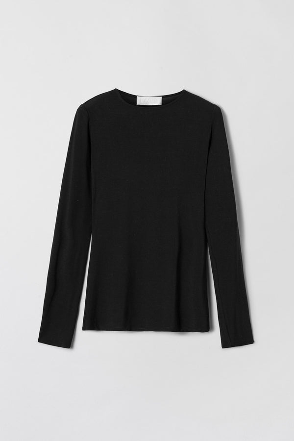 Fall Winter Spring Summer Modal Long Sleeve Top Jet Black