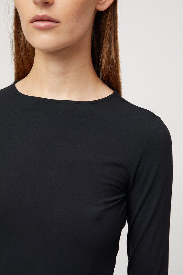 Fall Winter Spring Summer Modal Long Sleeve Top Jet Black