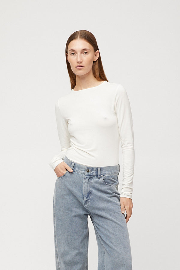 fall winter spring summer Modal Long Sleeve Top Off White
