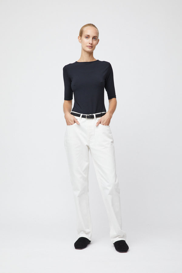 fall winter spring summer Modal Midi Sleeve Tee Jet Black