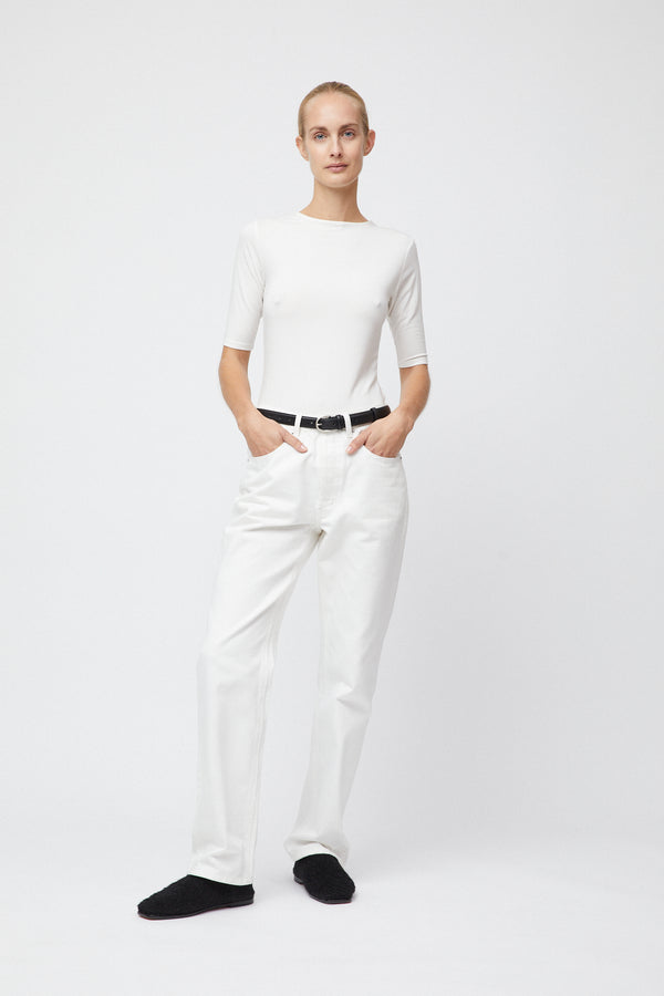 fall winter spring summer Modal Midi Sleeve Tee Off White