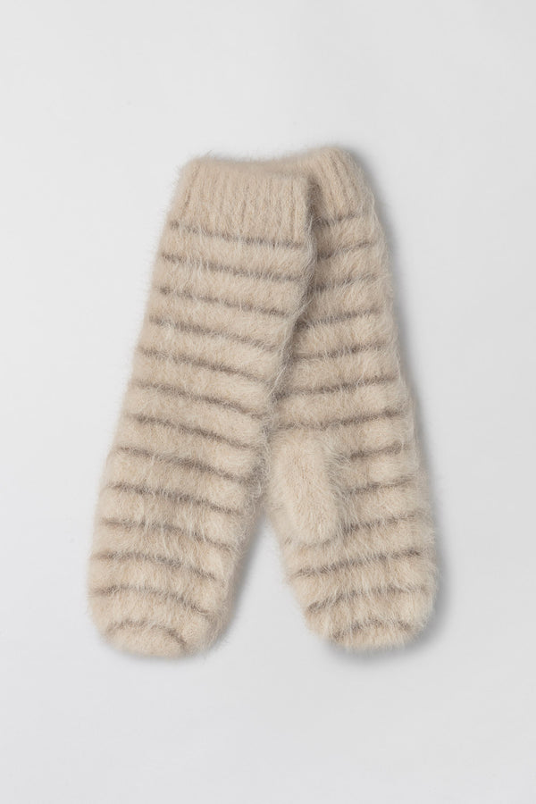 fall winter spring summer Montpellier Mittens Brown Cream Stripe
