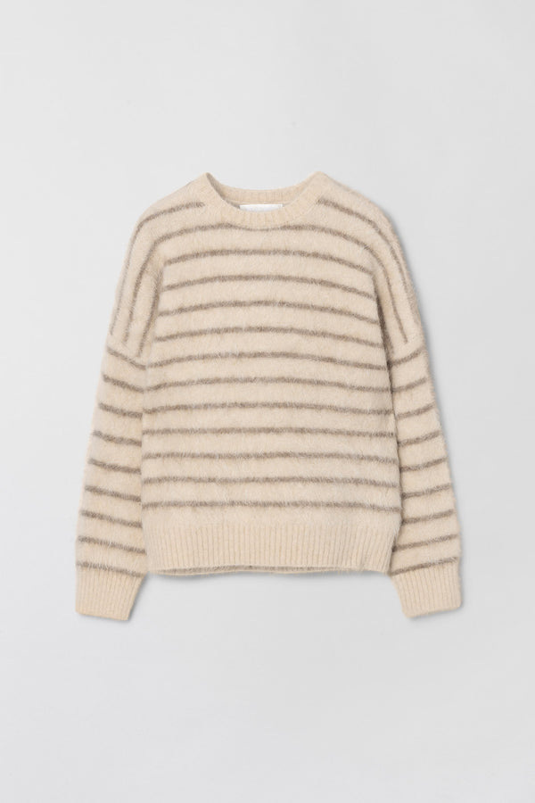 fall winter spring summer Mountain Oversized Furry Jumper Cream Brown Stripe