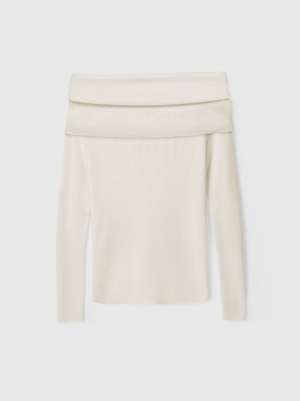 Fall Winter Spring Summer Off Shoulder Knit Top Macadamia