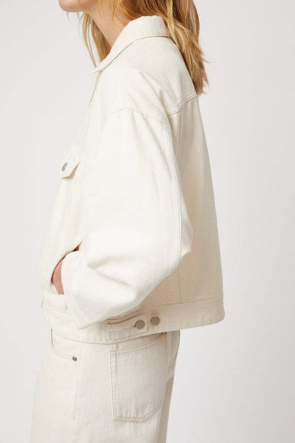 Fall Winter Spring Summer Oversized Denim Jacket Ecru