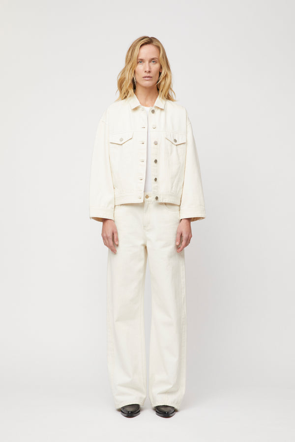 fall winter spring summer Oversized Denim Jacket Ecru