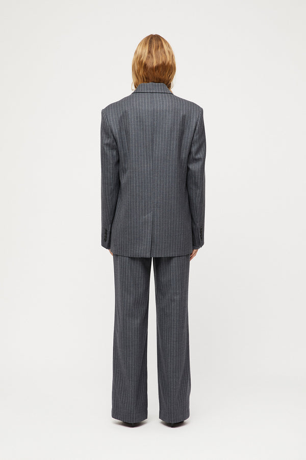 Fall Winter Spring Summer Port Oversized Blazer Dark Charcoal Pinstripe