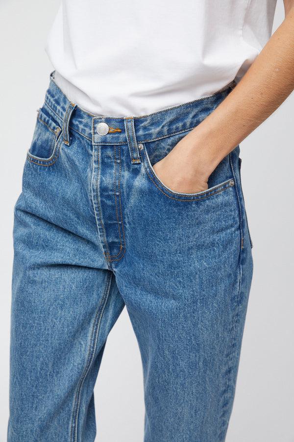 Fall Winter Spring Summer Relaxed Straight Jeans Stonewashed Blue