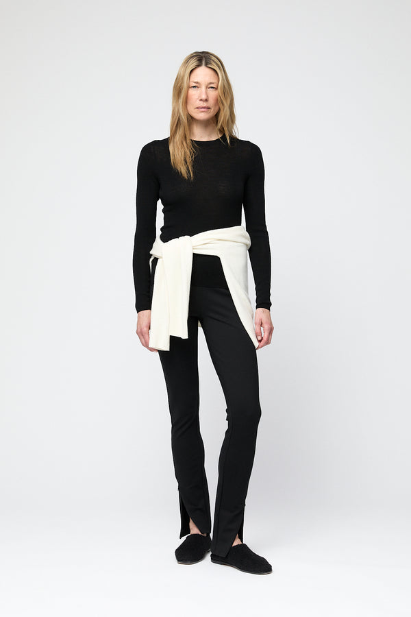 fall winter spring summer Rib Knit Longsleeve Jet Black