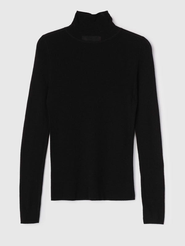 Fall Winter Spring Summer Rib Knit Turtleneck Jet Black