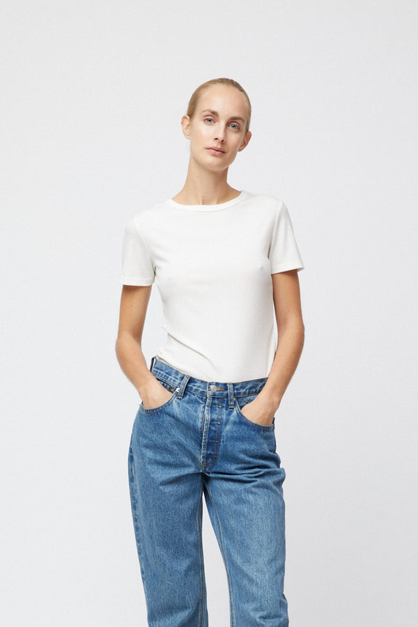 Fall Winter Spring Summer Ribbed Cap Sleeve Tee Salt